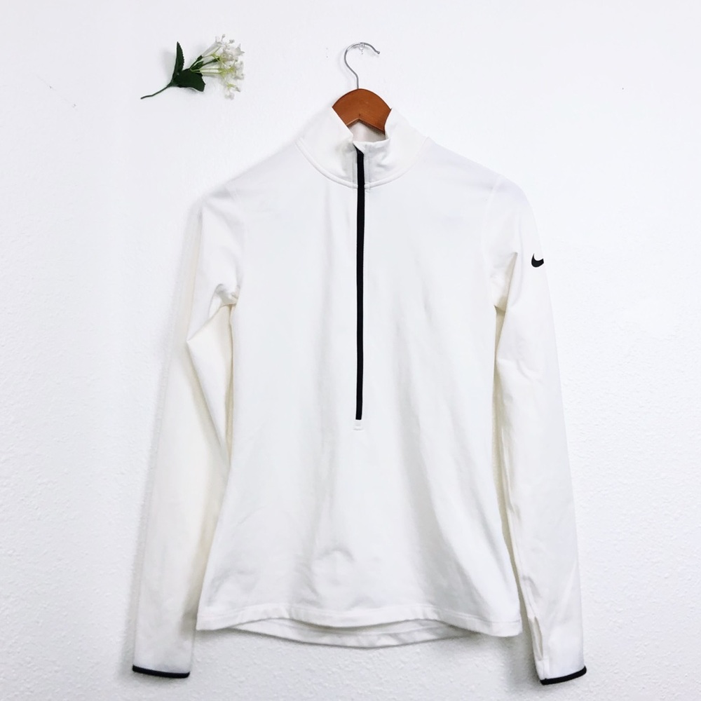 NIKE WHITE SOFT STRETCHY NEW ATHLETIC HALF ZIP JACKET